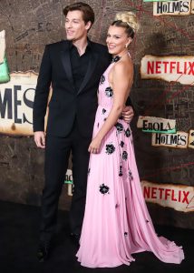 Millie Bobby Brown with her boyfriend at the premiere of Enola Holmes 2.